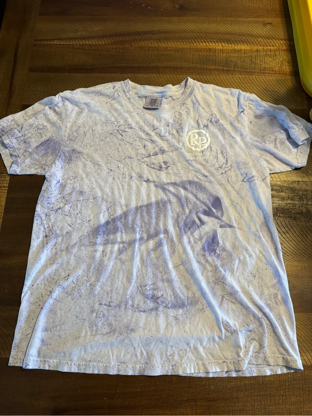 Comfort Colors Light Blue Tie-Dye Short Sleeve Tee with Chest Logo